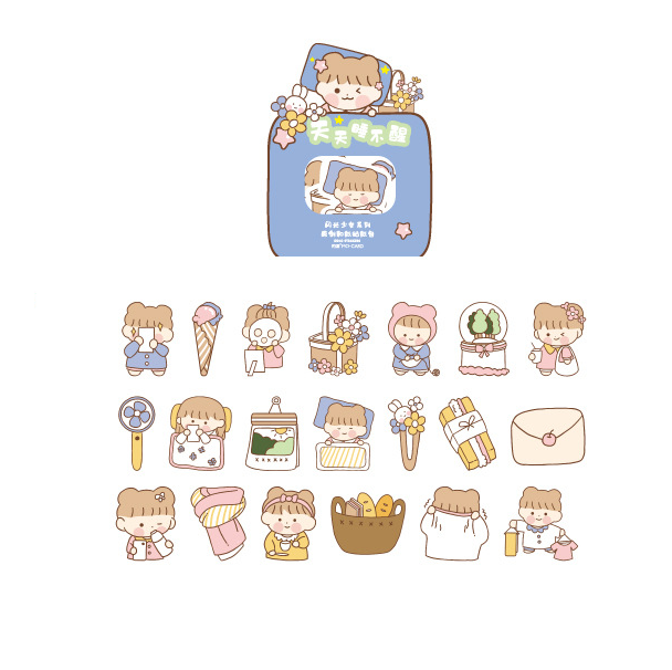Set 40 miếng Cute Girl Character Mo Card sticker