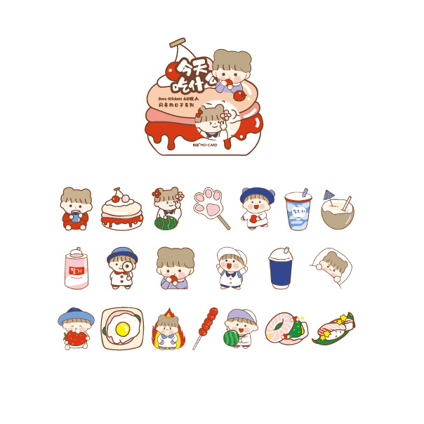 Set 40 miếng Cute Girl Character Mo Card sticker