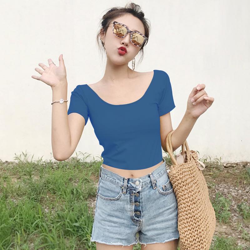 ÁO THUN CROPTOP CỔ U BODY TAY NGẮN