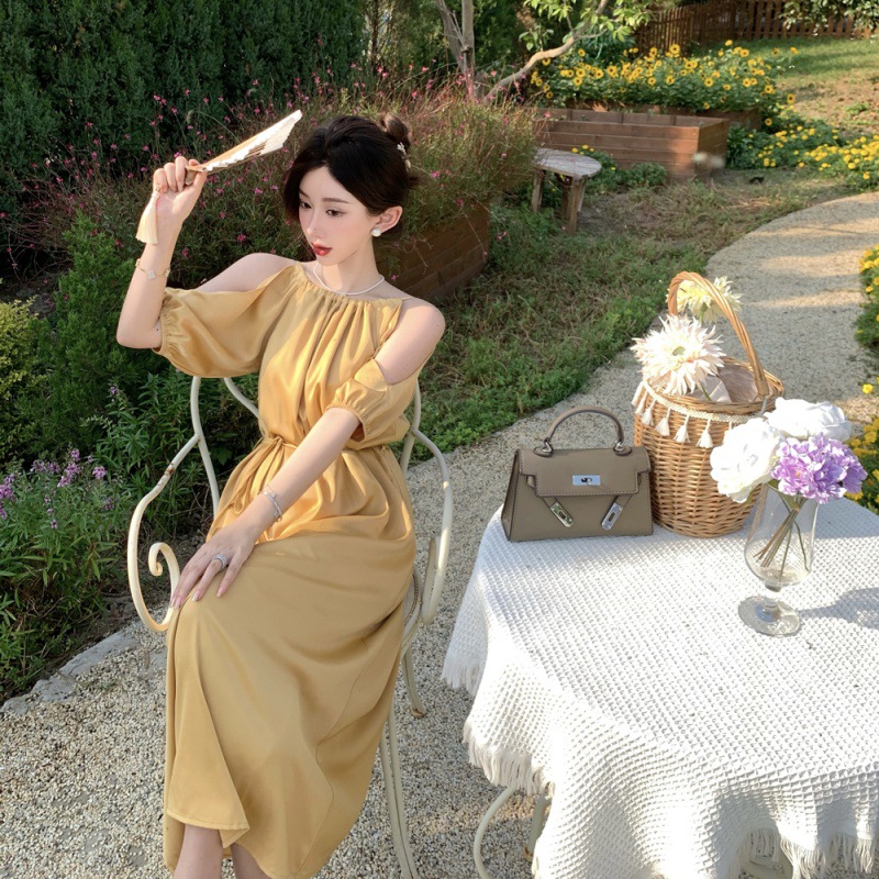 ĐẦM LỤA KHOÉT VAI DÁNG DÀI L (55-65KG)