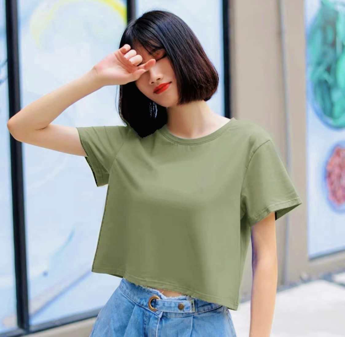 ÁO THUN CROPTOP CỔ TRÒN DÁNG SUÔNG (TÙ 40-60KG)