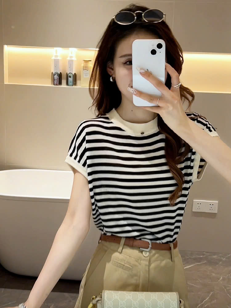 Áo len tay con kẻ sọc