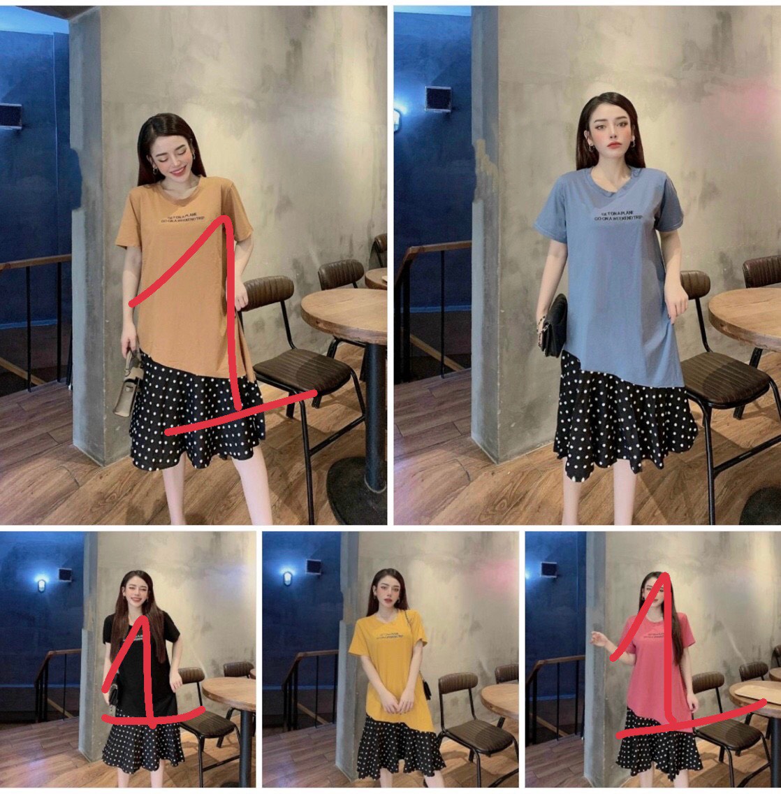 YZN-VBN486 Váy thun phối chấm bi-duoc-ban-tai-Chuẩn Mom’s