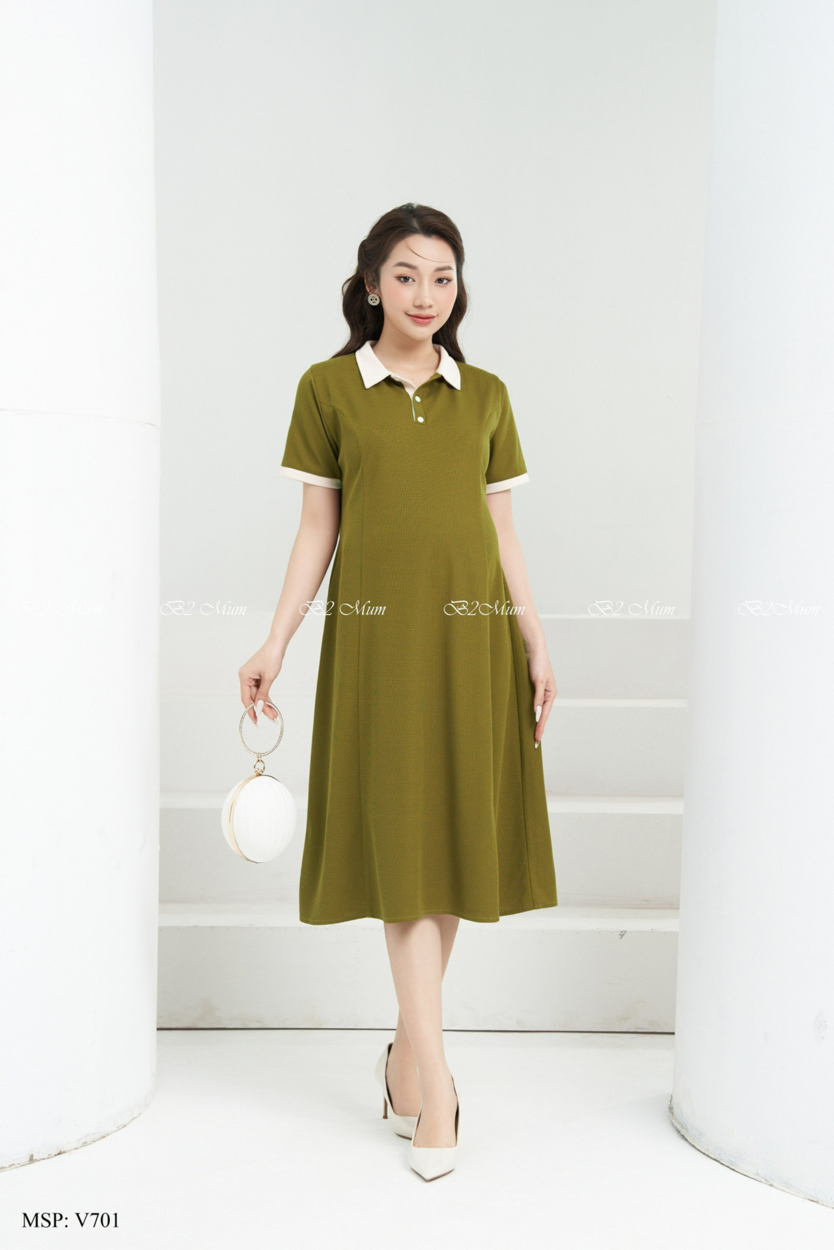 VC23-0631 Váy polo cổ trắng B2M V701 YLN-duoc-ban-tai-Chuẩn Mom’s