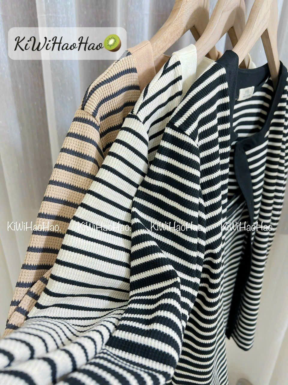 VS23-0687 Sét váy len tăm kẻ 2 dây kèm áo YNZ-duoc-ban-tai-Chuẩn Mom’s