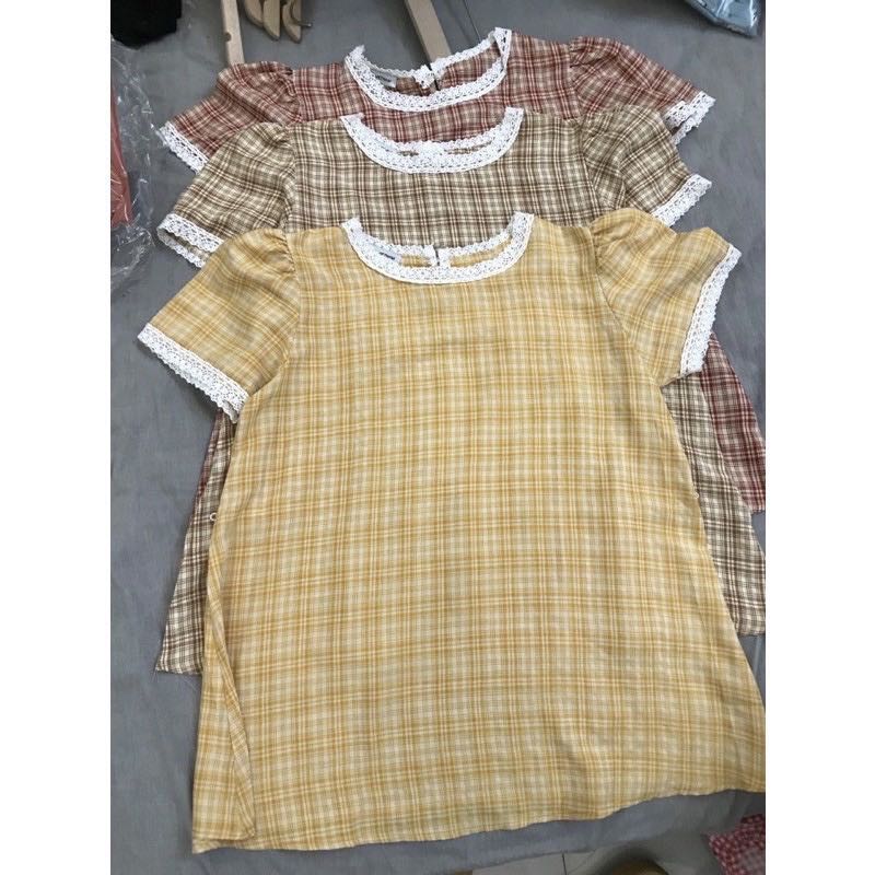 ABN1043 Áo kẻ nhí cổ viền ren trắng-duoc-ban-tai-Chuẩn Mom’s