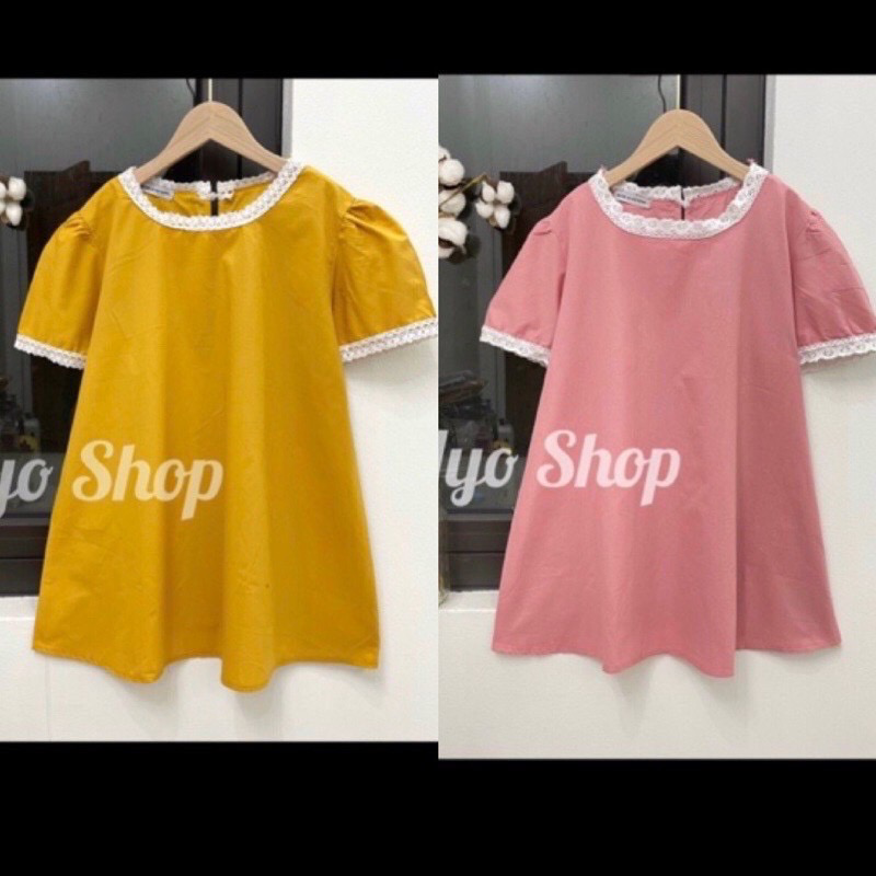 ABN1041 Áo cổ ren trắng dáng suông - hồng, vàng-duoc-ban-tai-Chuẩn Mom’s