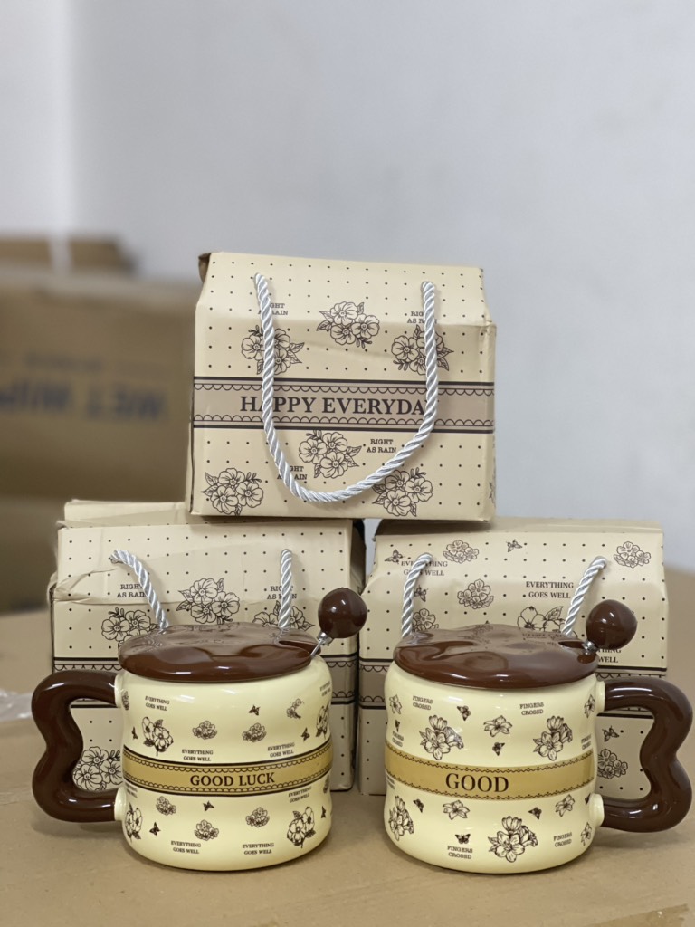 Ly Sứ Kèm Muỗng VINTAGE ( Thùng 60 )