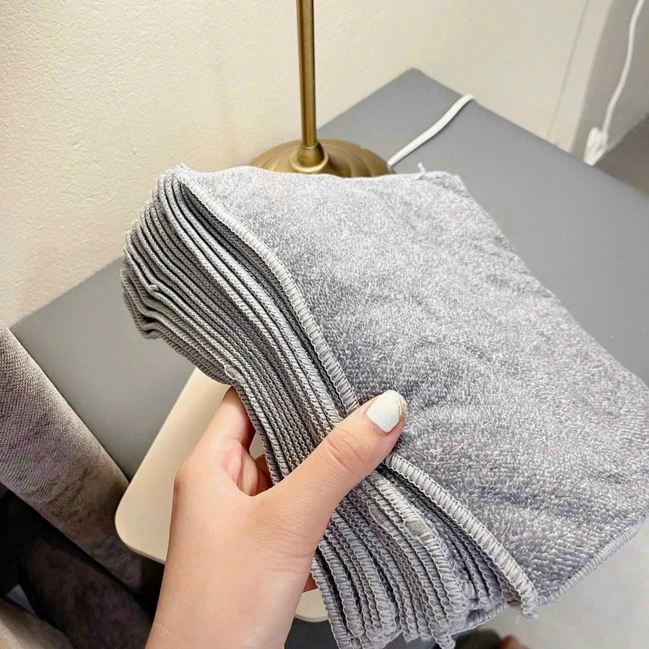 23X23 (Set 50) Khăn Lau Đa Năng Sợi Tre Dày Dặn Màu Xám (Bao 120 Set)