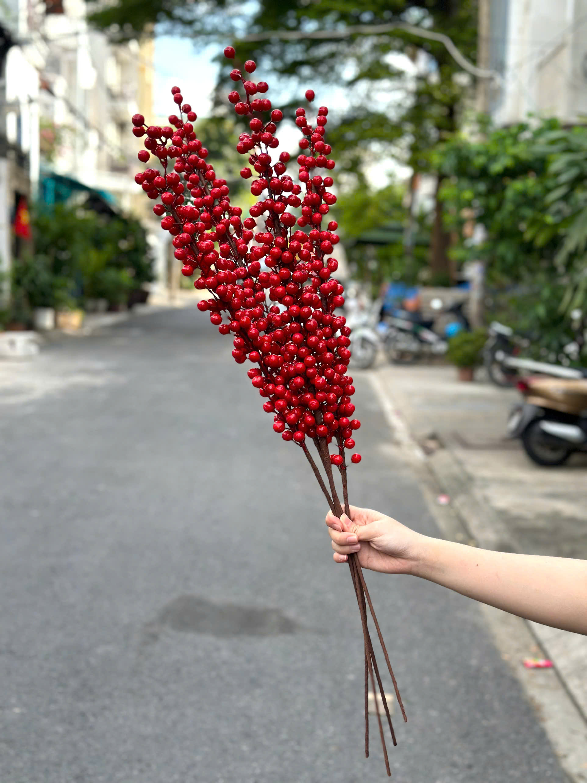 Cành Đông Đào Giả Trang Trí Tết 12 Nhánh (Thùng 450 Cành)