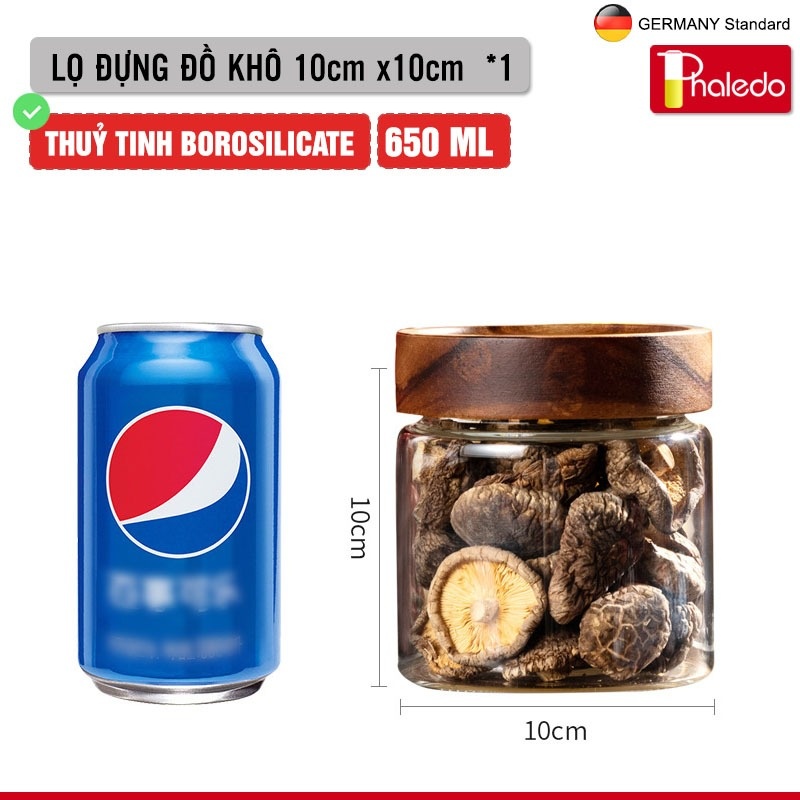 Hủ thuỷ tinh nắp vặn GỖ KEO/ boroslicate (+nắp gỗ keo) đa năng