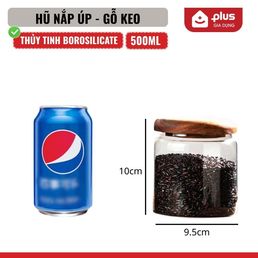 Hủ thuỷ tinh nắp úp GỖ KEO/ boroslicate (+nắp gỗ keo) CỔ CAO đa năng