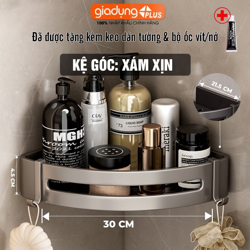 Kệ góc nhôm cao 4cm/ nhôm dán tường dày, không gỉ sét