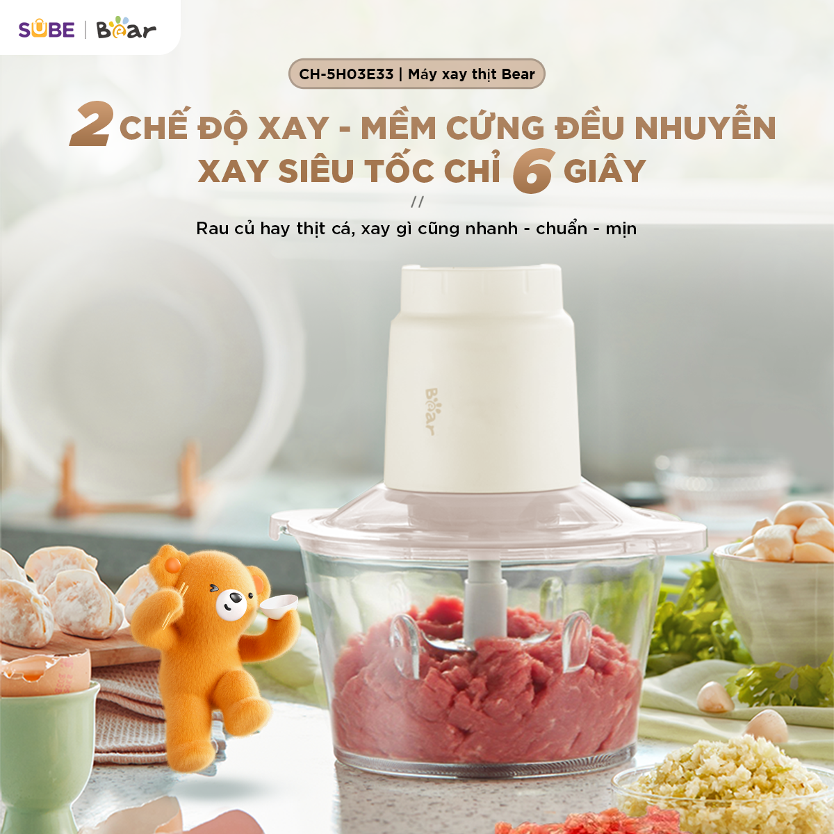 Máy xay thịt Bear 2L CH-5H03E33
