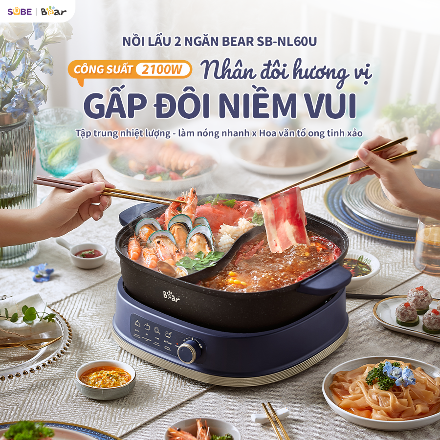 Nồi lẩu nướng đa năng 6L Bear SB-NL60U