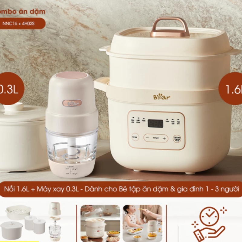 Combo Nồi Nấu Chậm NNC16 & Máy Xay 4H02S