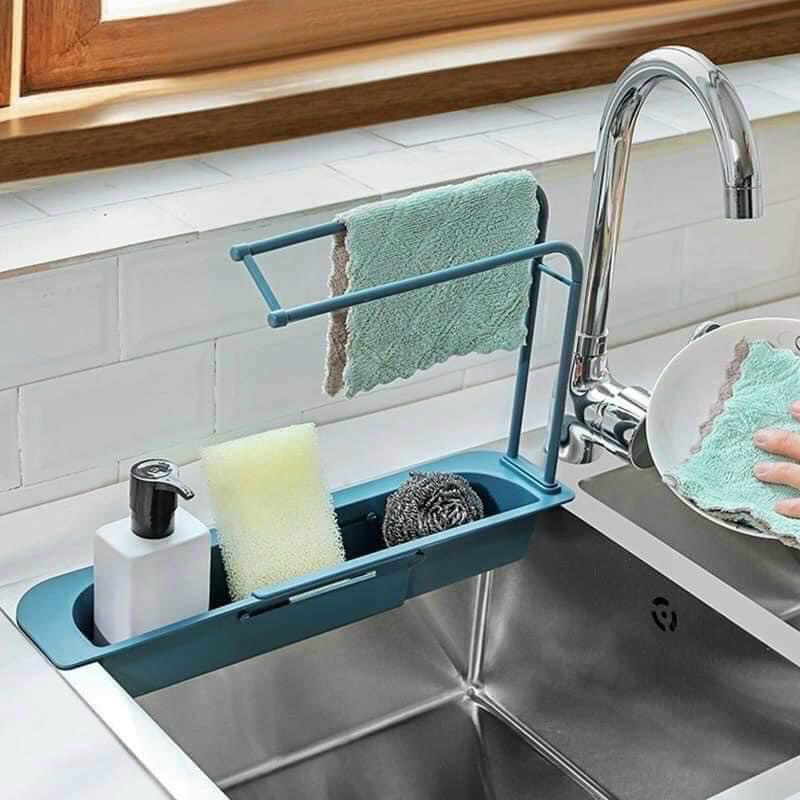 Khay để giẻ rửa chén có chỗ treo khăn