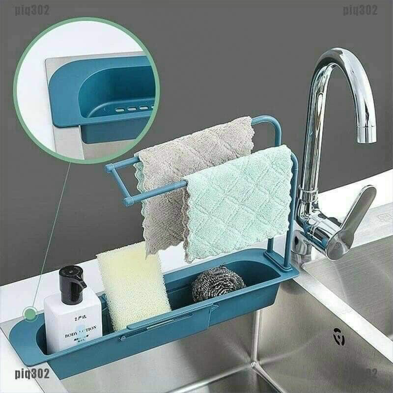 Khay để giẻ rửa chén có chỗ treo khăn