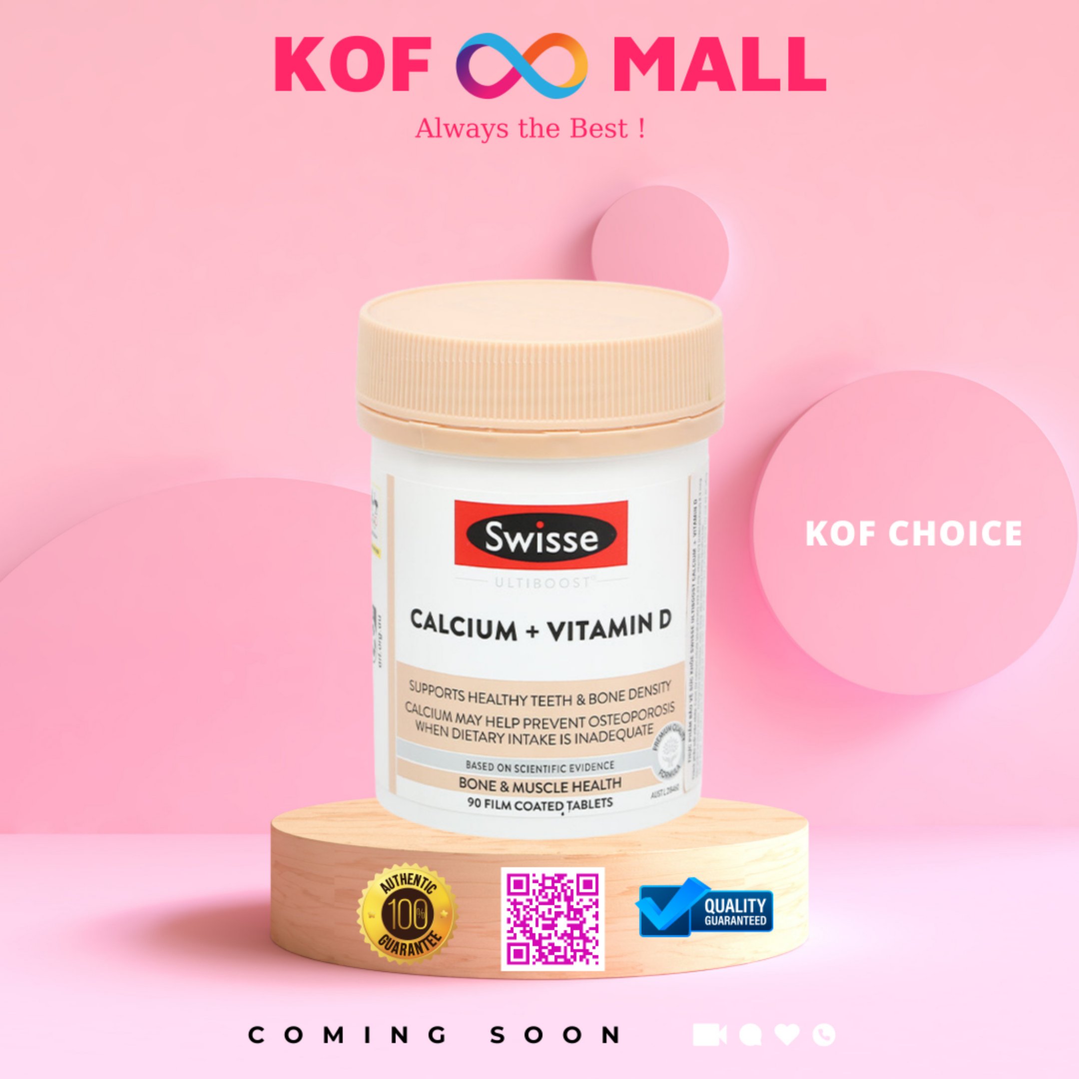Canxi hữu cơ SWISSE CALCIUM +VITAMIN D CHỐNG LOÃNG XƯƠNG 90V
