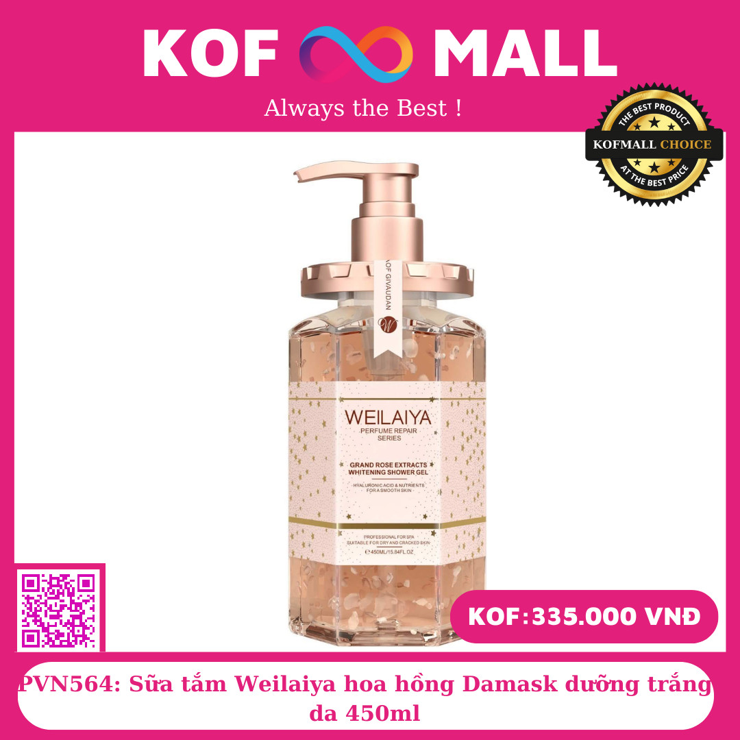 Sữa tắm Weilaiya hoa hồng Damask dưỡng trắng da 450ml