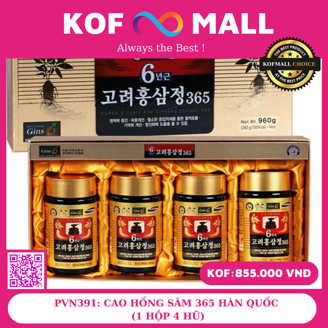 CAO HỒNG SÂM 365 HÀN QUỐC (1 HỘP 4 HŨ)