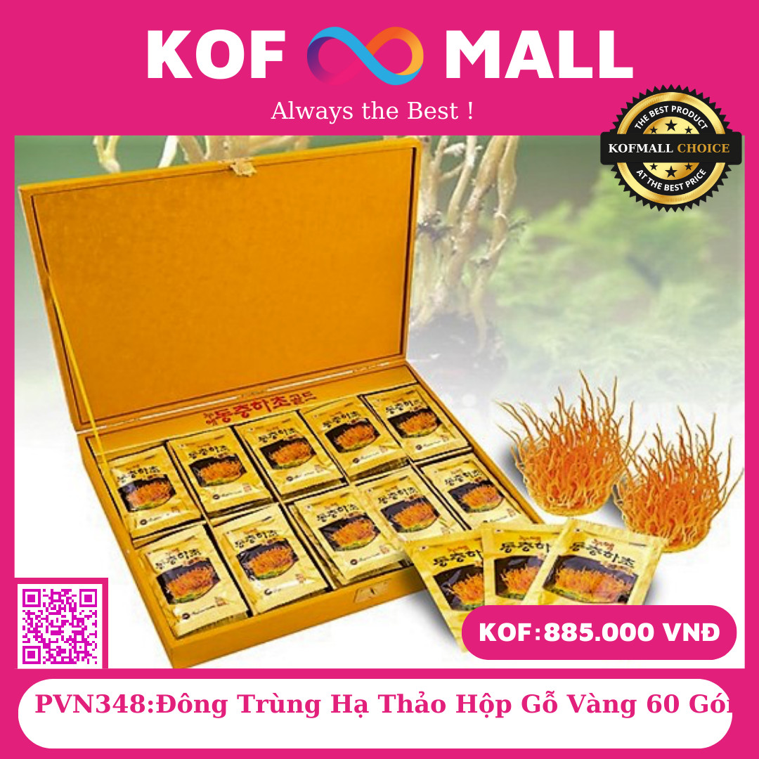 Đông Trùng Hạ Thảo Hộp Gỗ Vàng 60 Gói