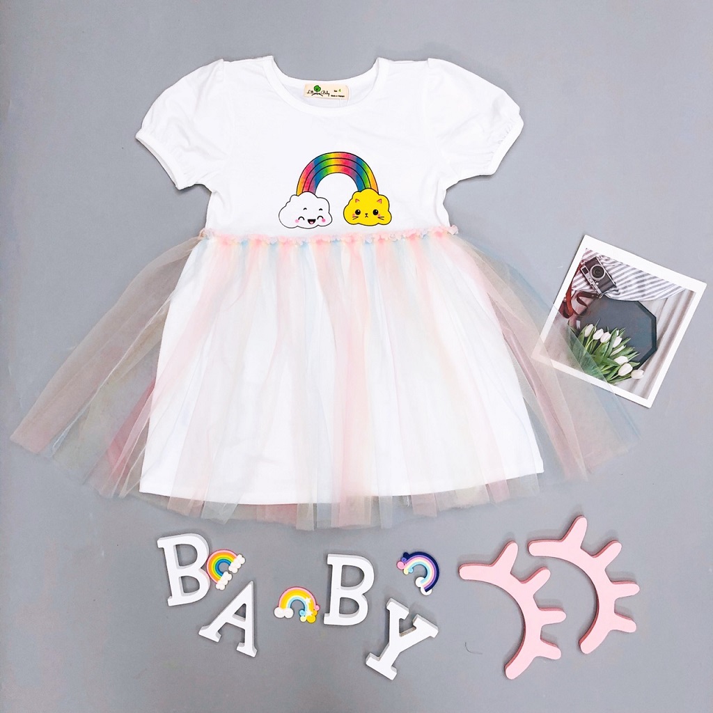 Váy thun bé gái, có 2 lớp, lớp ren phần chân váy rất đẹp, size 6-10, hàng made in vn