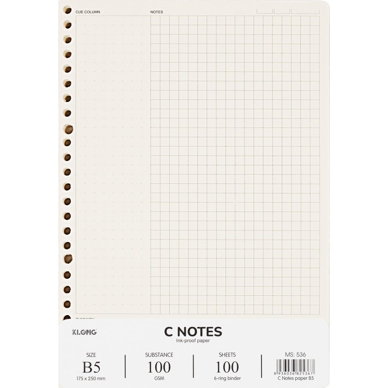 Ruột sổ kẹp còng C Notes (6 x 6) mm B5 100 tờ 100/76; MS: 536 T40