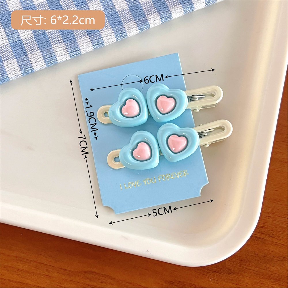 Kẹp tóc ngôi sao xanh dương phụ kiện cho mái tóc, kẹp mái Dễ Thương Cho Bé Gái 2 Tim xanh dương