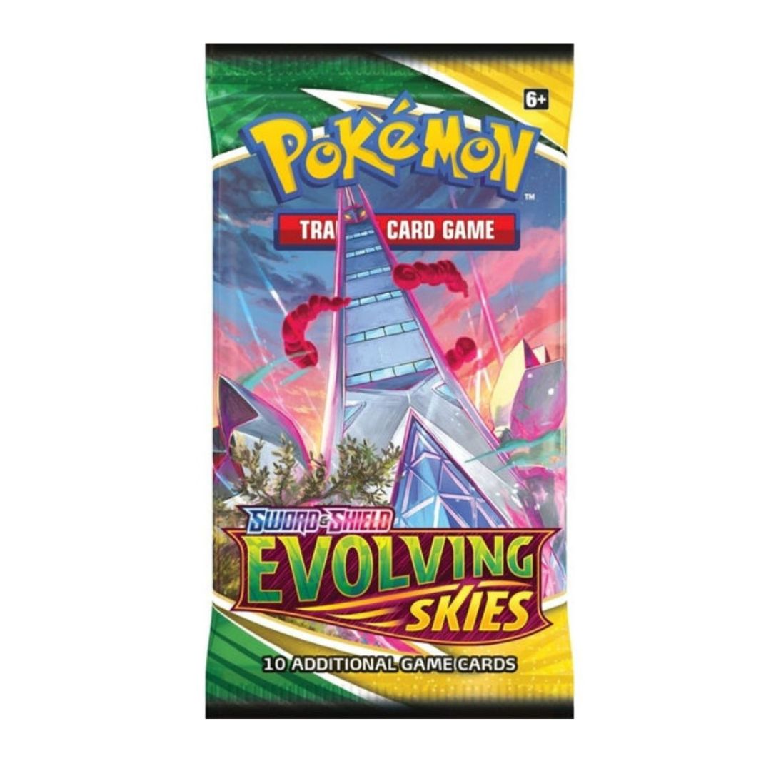Một gói thẻ bài và bọc thẻ bài Pokemon TCG Sword and Shield Evolving
