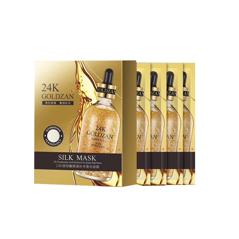 [Hcm]Hộp 10 Miếng Mặt Nạ Vàng 24K Goldzan Silk Mask Mặt Nạ Giấy Vàng 24K Goldzan