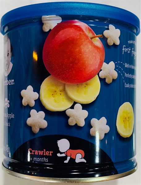 Bánh Ăn Dặm Gerber Puffs 8m+ hình sao vị táo chuối hộp lùn