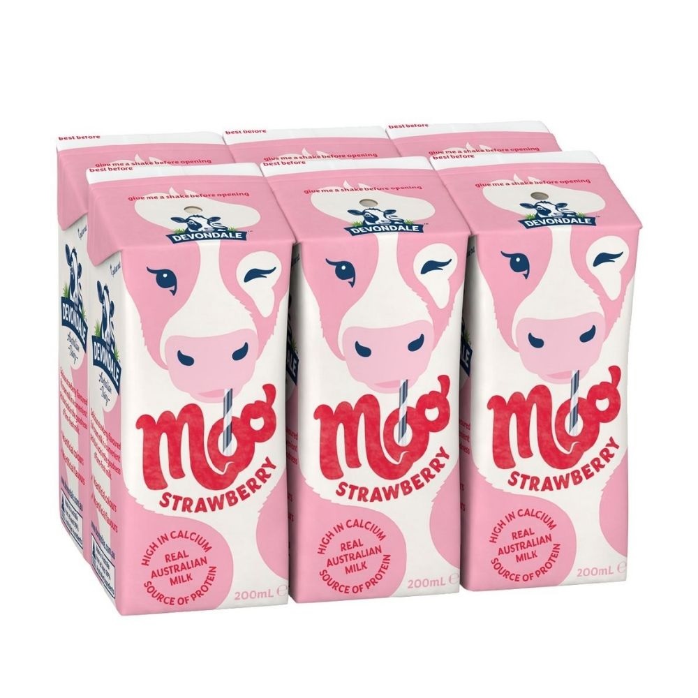 1 Lốc 6 hộp Sữa tươi Devondale MOO vị dâu Úc 200ml