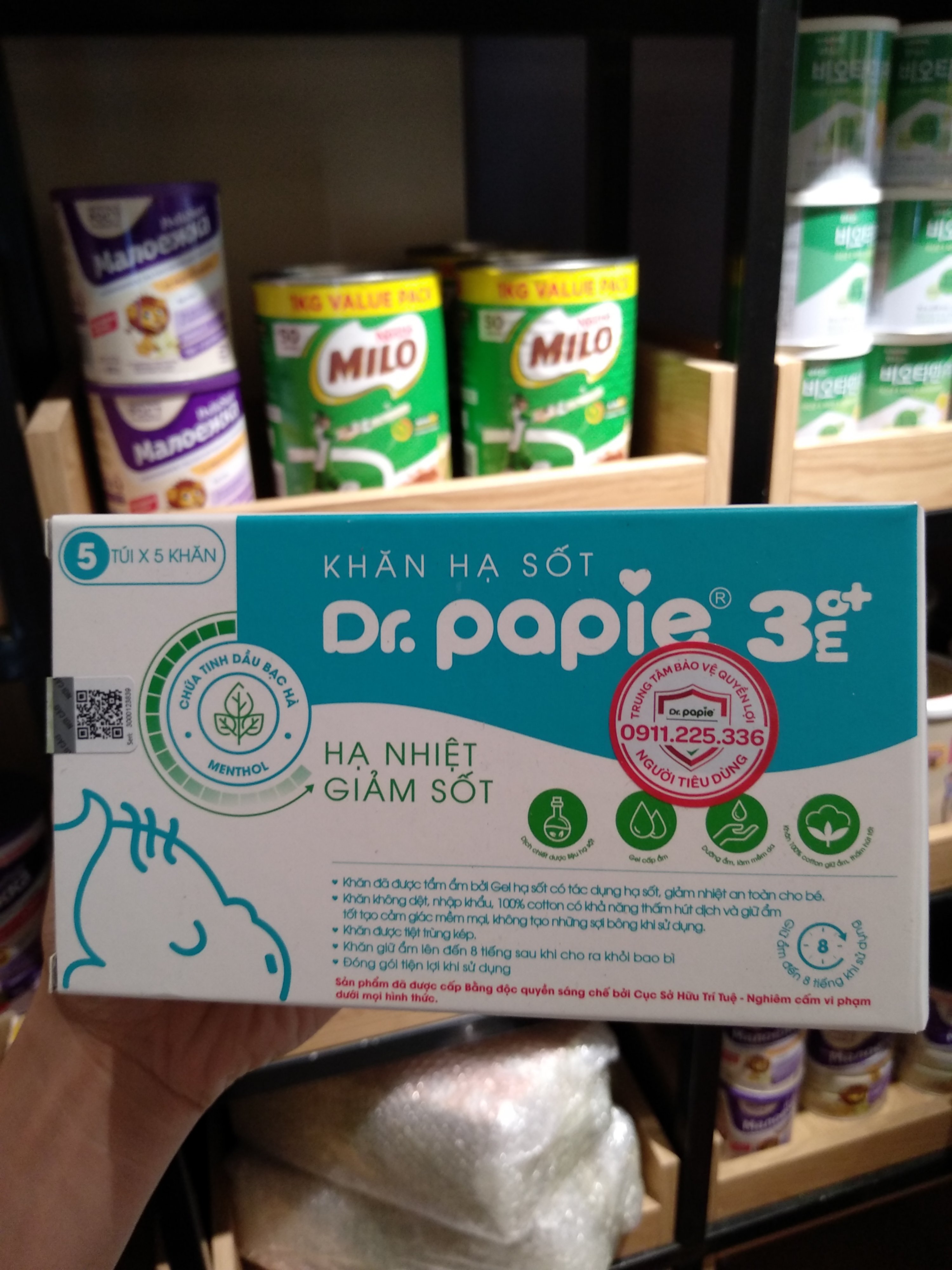 Khăn lau hạ sốt Dr. Papie cho trẻ