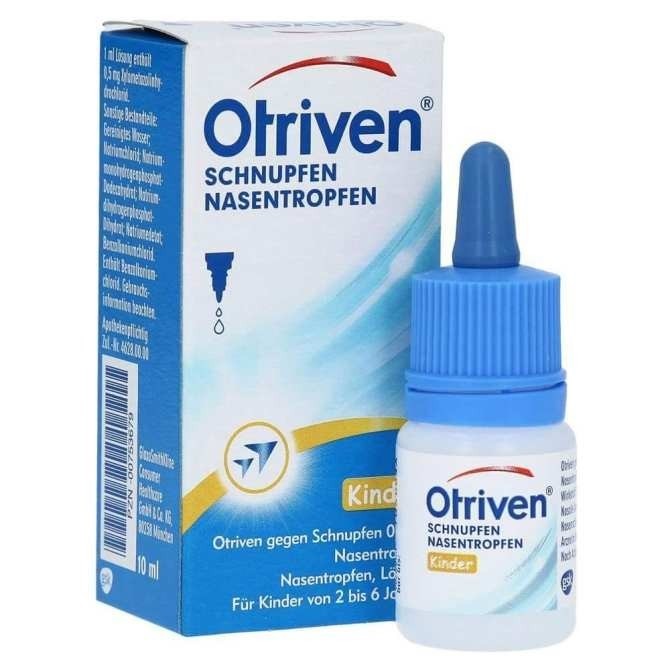 Nhỏ mũi Otriven 0.05% nhãn vàng 10ml của Đức cho bé từ 2-6 tuổi