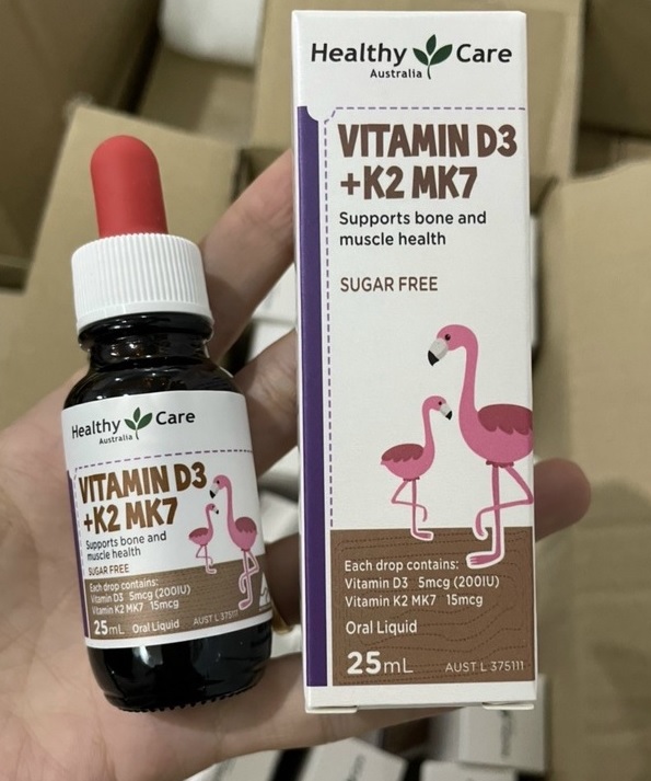 Vitamin D3 + K2 MK7 Healthy Care của Úc 25ml