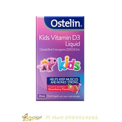 Ostelin Kids Vitamin D3 Liquid - Dạng nước 20ml kèm ống