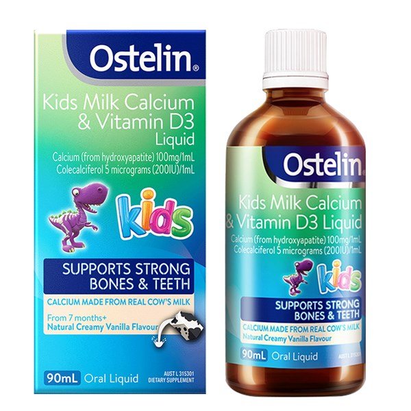 Ostelin Kids Milk Calcium & Vitamin D3 Liquid - Canxi D3 khủng long dạng siro