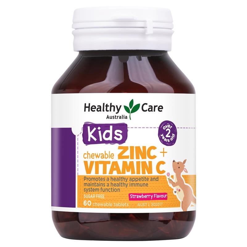 Viên nhai Healthy Care Kids ZinC + Vitamin C cho bé 60v