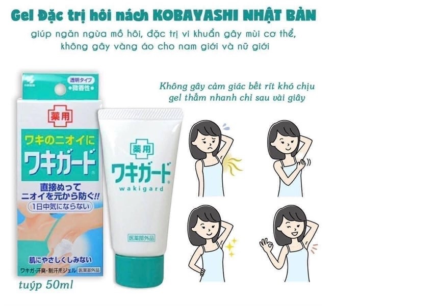 Kobayashi dạng gel: Ngăn mùi hôi từ 3-5 ngày, hỗ trợ se khít lỗ chân lông.