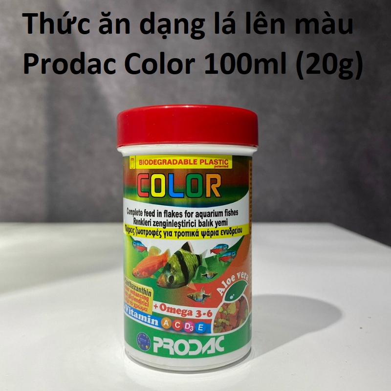 Thức ăn dạng lá lên màu cho cá Prodac Color - 100ml (20g)