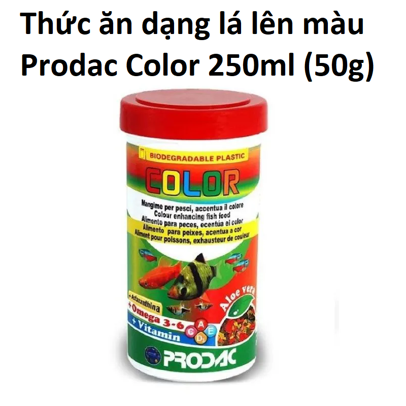 Thức ăn dạng lá lên màu cho cá Prodac Color - 250ml (50g)