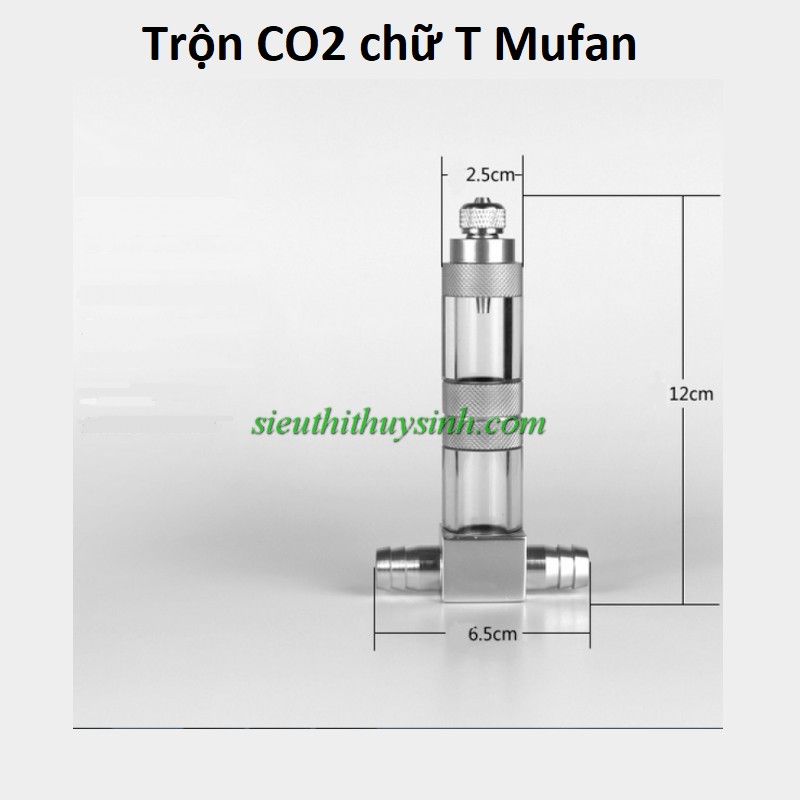 Trộn CO2 chữ T Mufan (tích hợp đếm giọt + van 1 chiều) - Fi16