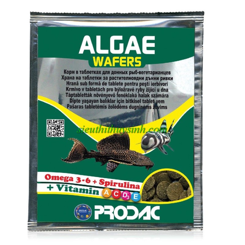 Prodac Algae Wafers- Thức ăn Pleco, Chuột giàu tảo - Gói lẻ 15g