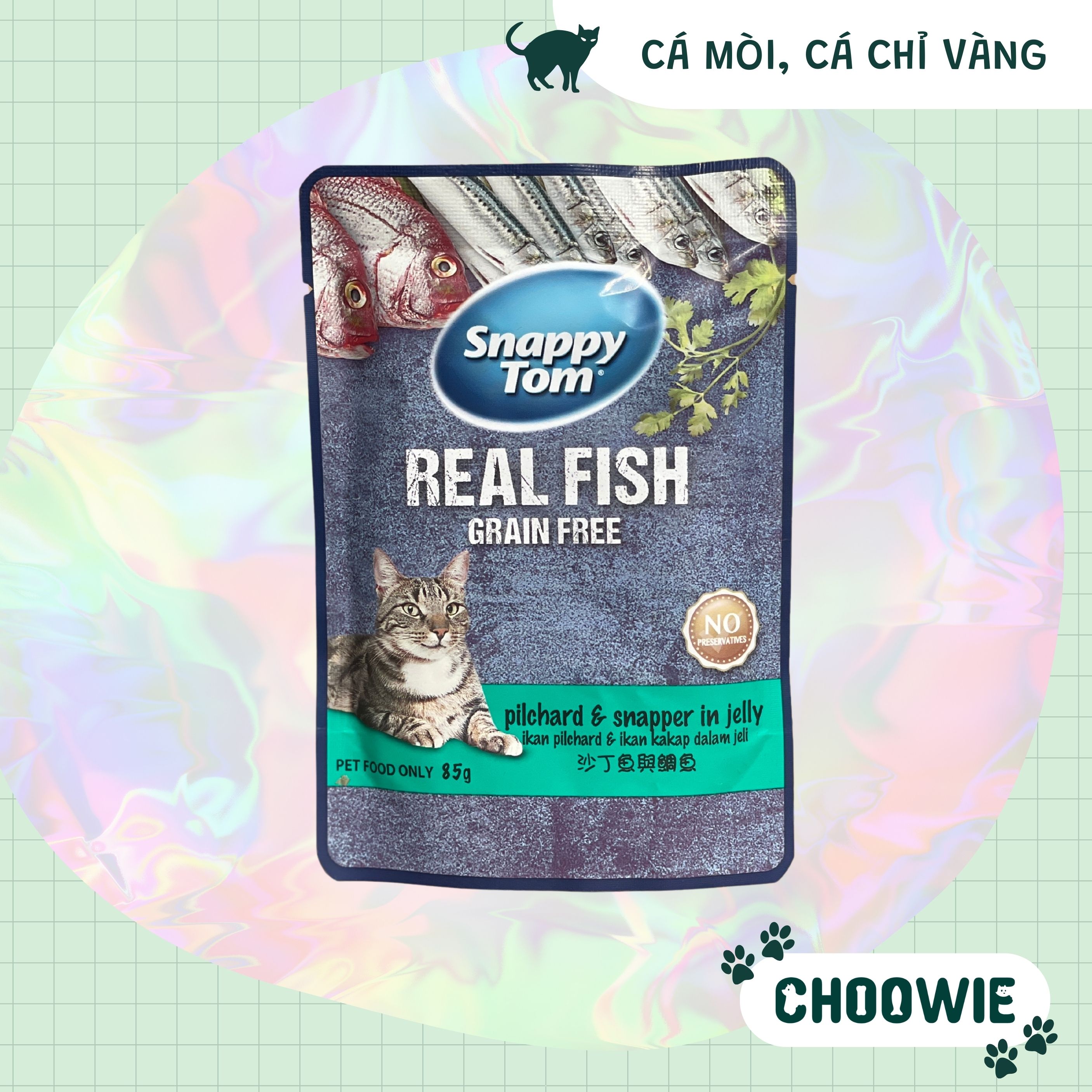 Pate cho mèo Snappy Tom REAL FISH REAL MEAT 85 gram