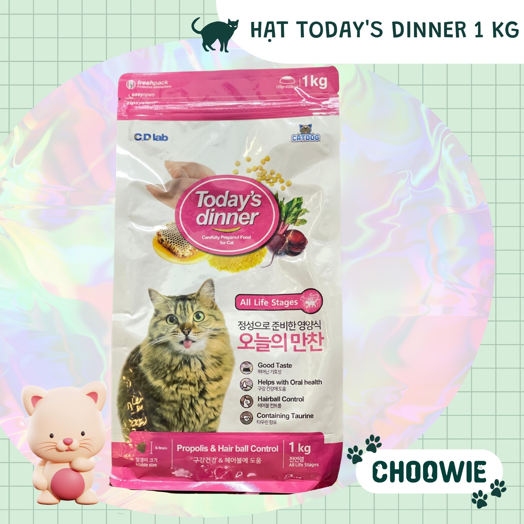 Hạt cho mèo Today's Dinner 1kg mọi lứa tuổi