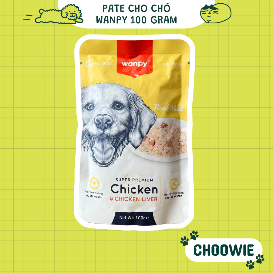 [CHÓ] Pate Wanpy cho CHÓ 100 gram - Gà gan - Vàng