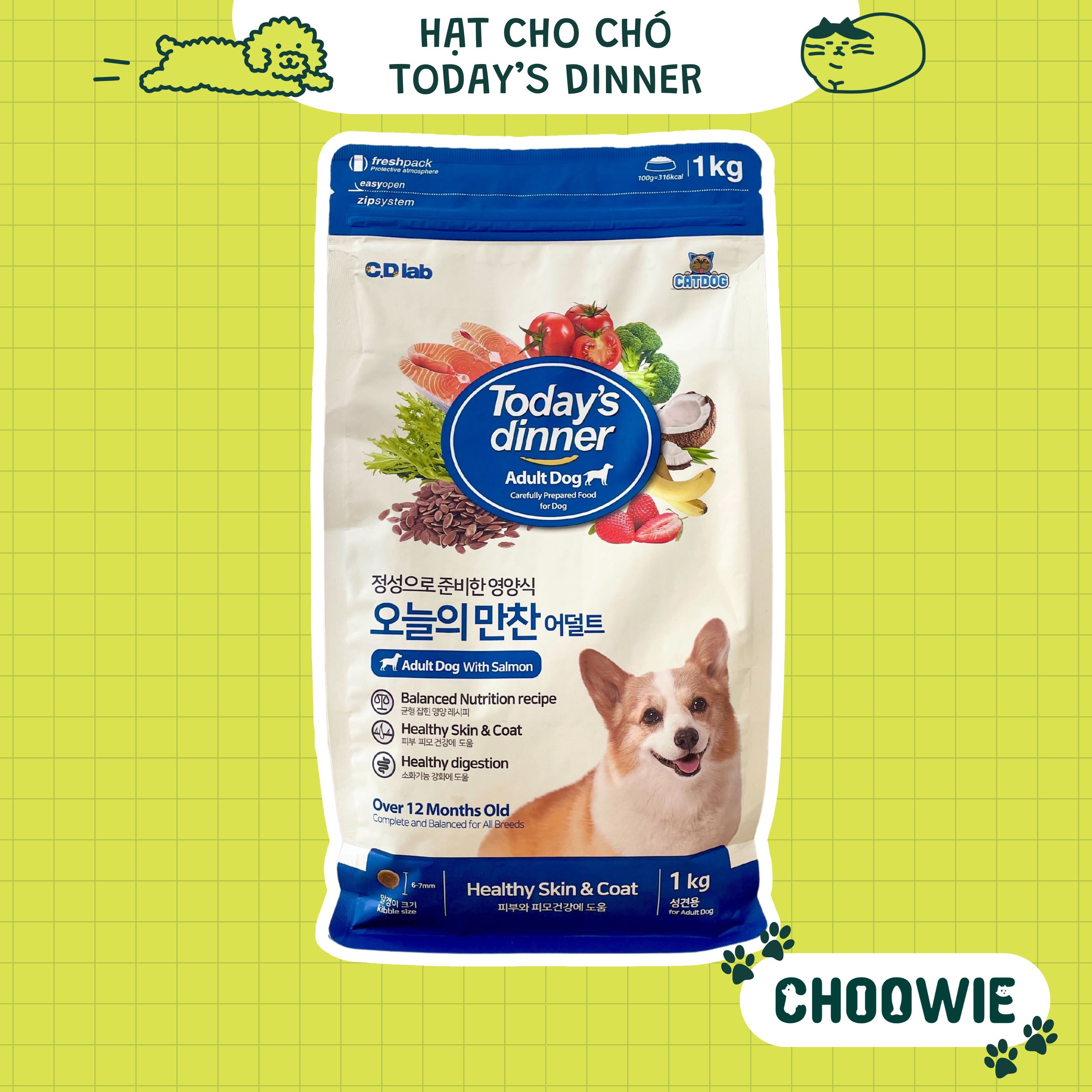 Hạt cho chó Today's Dinner 1 kg - Hạt chó lớn