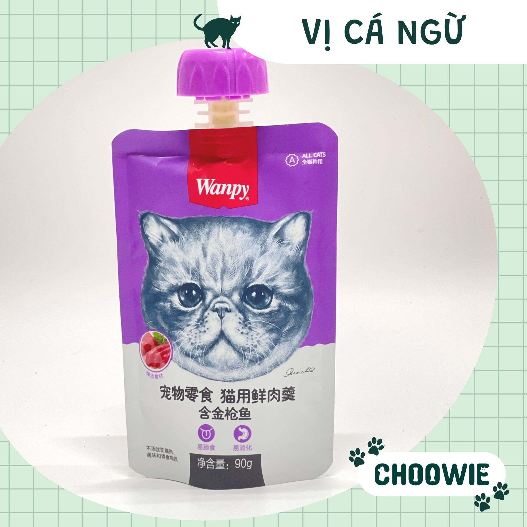 Súp thưởng Wanpy nắp vặn cho mèo 90 gram