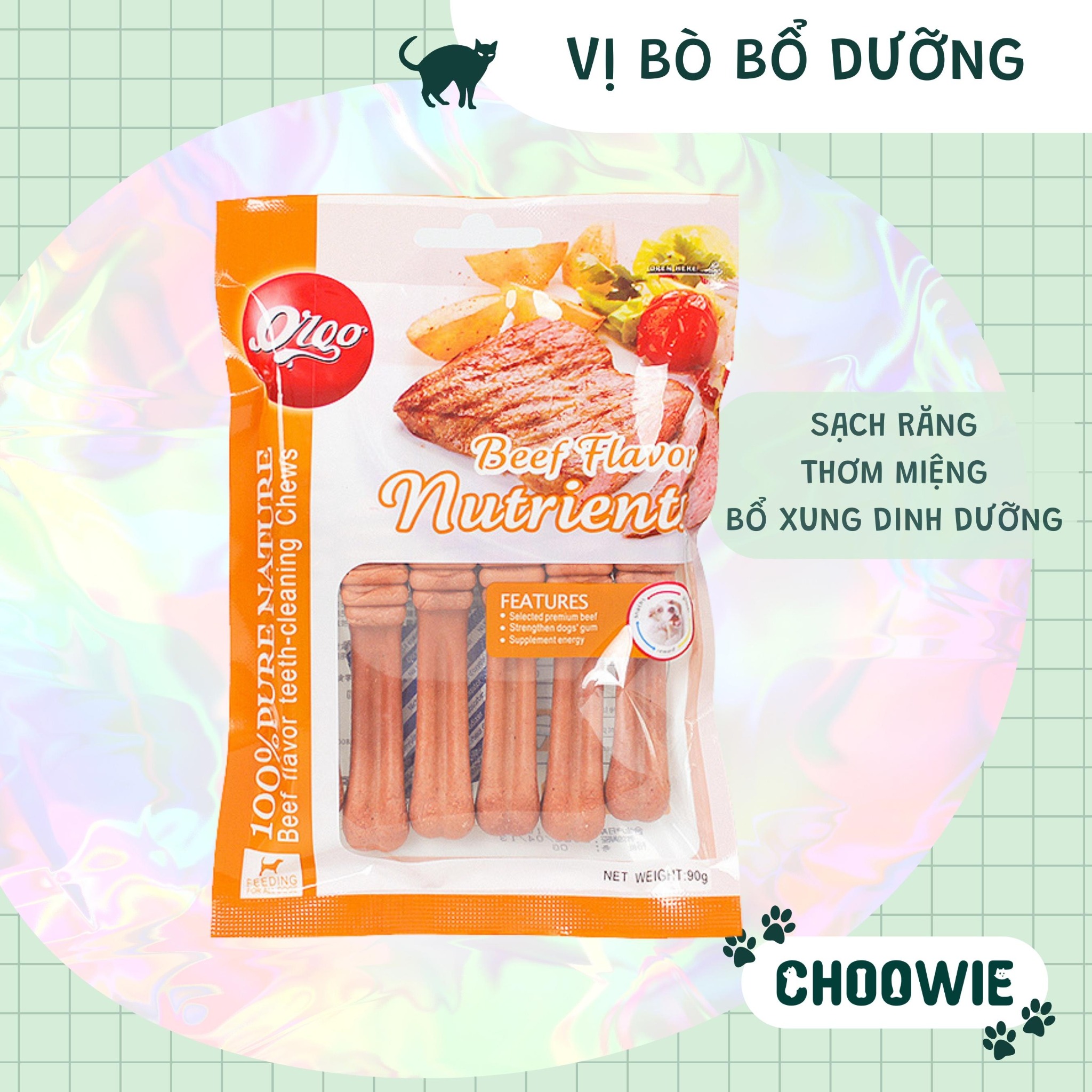 Xương gặm sạch răng Orgo 90gr - Bò